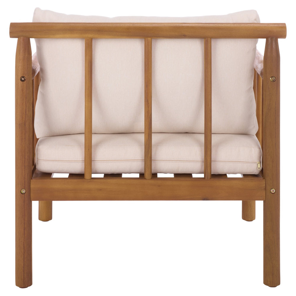 Safavieh Cardori Chair Set Of 2 - Elegant Teak Frame With Cream Cushioned Seats For Stylish Comfort Teak Brown ,Cream Wood,Fabric,Foam Pat6807a-set2