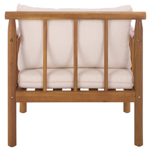 Safavieh Cardori Chair Set Of 2 - Elegant Teak Frame With Cream Cushioned Seats For Stylish Comfort Teak Brown ,Cream Wood,Fabric,Foam Pat6807a-set2