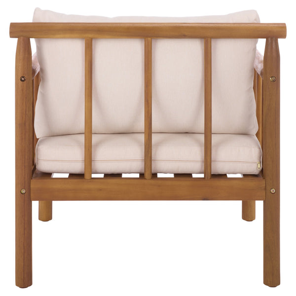 Safavieh Cardori Chair Set Of 2 - Elegant Teak Frame With Cream Cushioned Seats For Stylish Comfort Teak Brown ,Cream Wood,Fabric,Foam Pat6807a-set2