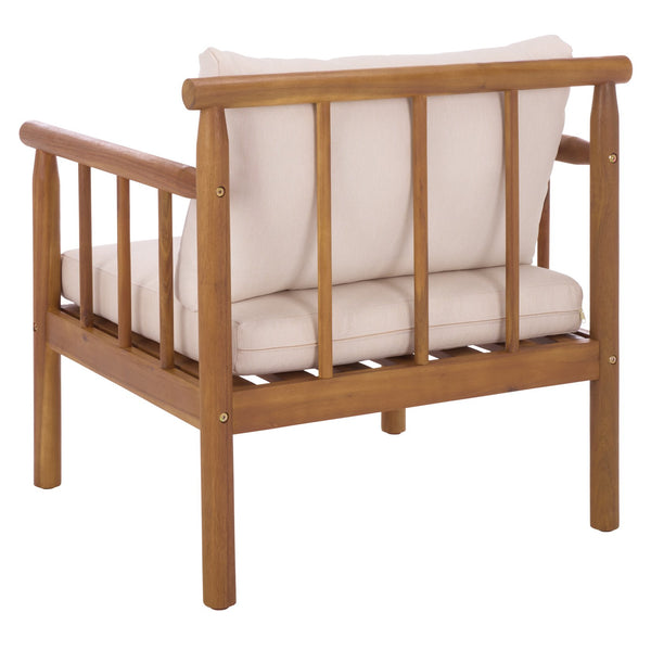 Safavieh Cardori Chair Set Of 2 - Elegant Teak Frame With Cream Cushioned Seats For Stylish Comfort Teak Brown ,Cream Wood,Fabric,Foam Pat6807a-set2