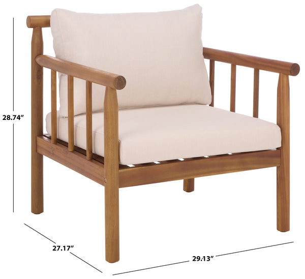 Safavieh Cardori Chair Set Of 2 - Elegant Teak Frame With Cream Cushioned Seats For Stylish Comfort Teak Brown ,Cream Wood,Fabric,Foam Pat6807a-set2