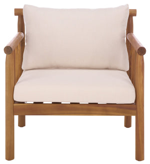 Safavieh Cardori Chair Set Of 2 - Elegant Teak Frame With Cream Cushioned Seats For Stylish Comfort Teak Brown ,Cream Wood,Fabric,Foam Pat6807a-set2