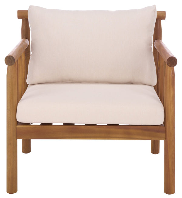 Safavieh Cardori Chair Set Of 2 - Elegant Teak Frame With Cream Cushioned Seats For Stylish Comfort Teak Brown ,Cream Wood,Fabric,Foam Pat6807a-set2