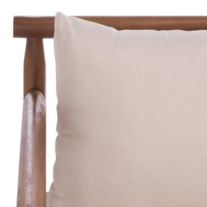 Safavieh Cardori Outdoor Bench And Table Set - Elegant Teak Brown & Cream For Stylish Relaxation & Dining Teak Brown ,Cream Wood,Fabric,Foam Pat6808a