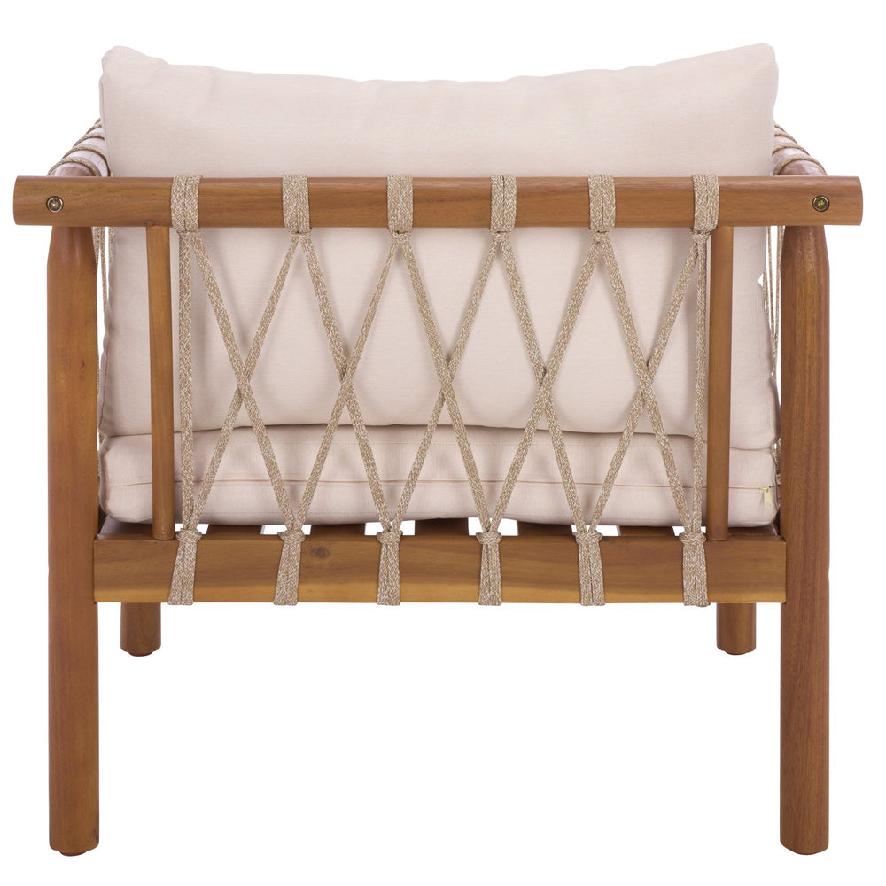 Safavieh Sabrina Chair Set Of 2 – Stylish Teak & Creme Outdoor Seating For Comfortable Relaxation & Elegance Teak Brown ,Cream Wood,Fabric,Foam Pat6809a-set2