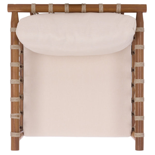 Safavieh Sabrina Chair Set Of 2 – Stylish Teak & Creme Outdoor Seating For Comfortable Relaxation & Elegance Teak Brown ,Cream Wood,Fabric,Foam Pat6809a-set2