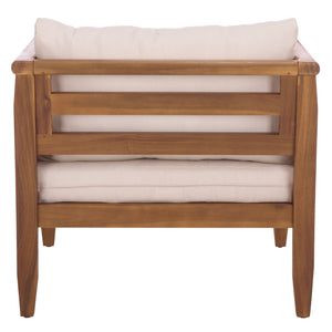 Safavieh Alta Chair Set Of 2 - Elegant Teak Brown Finish With Cream Upholstery For Timeless Comfort & Style Teak Brown ,Cream Wood,Fabric,Foam Pat6811a-set2