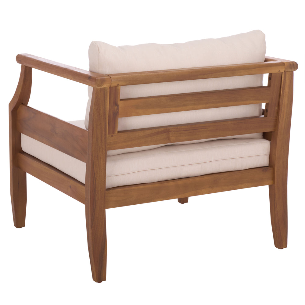 Safavieh Alta Chair Set Of 2 - Elegant Teak Brown Finish With Cream Upholstery For Timeless Comfort & Style Teak Brown ,Cream Wood,Fabric,Foam Pat6811a-set2