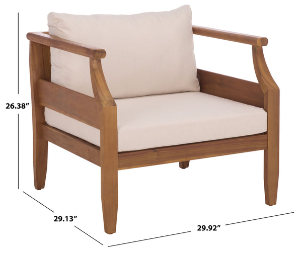 Safavieh Alta Chair Set Of 2 - Elegant Teak Brown Finish With Cream Upholstery For Timeless Comfort & Style Teak Brown ,Cream Wood,Fabric,Foam Pat6811a-set2