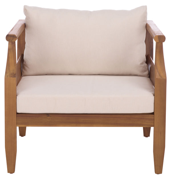 Safavieh Alta Chair Set Of 2 - Elegant Teak Brown Finish With Cream Upholstery For Timeless Comfort & Style Teak Brown ,Cream Wood,Fabric,Foam Pat6811a-set2