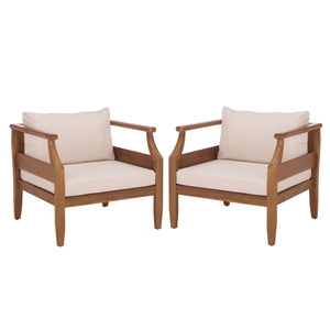 Safavieh Alta Chair Set Of 2 - Elegant Teak Brown Finish With Cream Upholstery For Timeless Comfort & Style Teak Brown ,Cream Wood,Fabric,Foam Pat6811a-set2