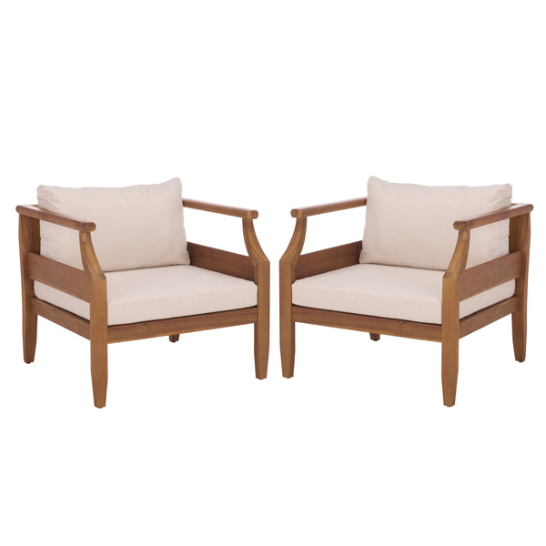 Safavieh Alta Chair Set Of 2 - Elegant Teak Brown Finish With Cream Upholstery For Timeless Comfort & Style Teak Brown ,Cream Wood,Fabric,Foam Pat6811a-set2