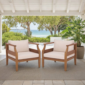 Safavieh Alta Chair Set Of 2 - Elegant Teak Brown Finish With Cream Upholstery For Timeless Comfort & Style Teak Brown ,Cream Wood,Fabric,Foam Pat6811a-set2