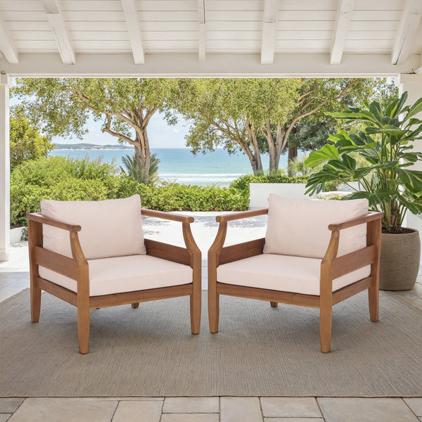 Safavieh Alta Chair Set Of 2 - Elegant Teak Brown Finish With Cream Upholstery For Timeless Comfort & Style Teak Brown ,Cream Wood,Fabric,Foam Pat6811a-set2