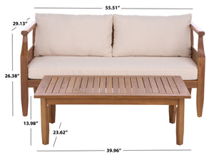 Safavieh Alta Bench + Table Set - Elegant Teak And Cream Finish For Stylish Indoor/Outdoor Comfort & Charm Teak Brown ,Cream Wood,Fabric,Foam Pat6812a
