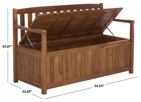 Safavieh Kelter Bench Box - Elegant Teak Wood Storage Seat For Stylish Home Decor & Outdoor Spaces Teak Wood Pat6813a