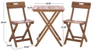 Safavieh Austin Teak Bistro Set - Elegant Outdoor Seating For Garden, Patio & Intimate Gatherings, Perfect Comfort Teak Wood Pat6814a