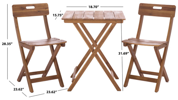 Safavieh Austin Teak Bistro Set - Elegant Outdoor Seating For Garden, Patio & Intimate Gatherings, Perfect Comfort Teak Wood Pat6814a