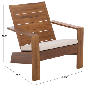 Chania Adirondack Chair With Foam-Cushioned Seat, Weather-Resistant Wood Frame, Ergonomic Lounge Comfort For Patios
