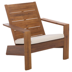 Chania Adirondack Chair With Foam-Cushioned Seat, Weather-Resistant Wood Frame, Ergonomic Lounge Comfort For Patios