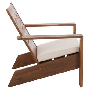 Chania Adirondack Chair With Foam-Cushioned Seat, Weather-Resistant Wood Frame, Ergonomic Lounge Comfort For Patios