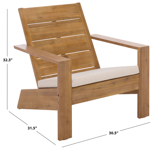 Chania Adirondack Chair With Foam-Cushioned Seat, Weather-Resistant Wood Frame, Ergonomic Lounge Comfort For Patios