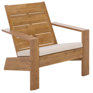 Chania Adirondack Chair With Foam-Cushioned Seat, Weather-Resistant Wood Frame, Ergonomic Lounge Comfort For Patios