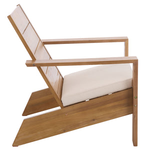 Chania Adirondack Chair With Foam-Cushioned Seat, Weather-Resistant Wood Frame, Ergonomic Lounge Comfort For Patios