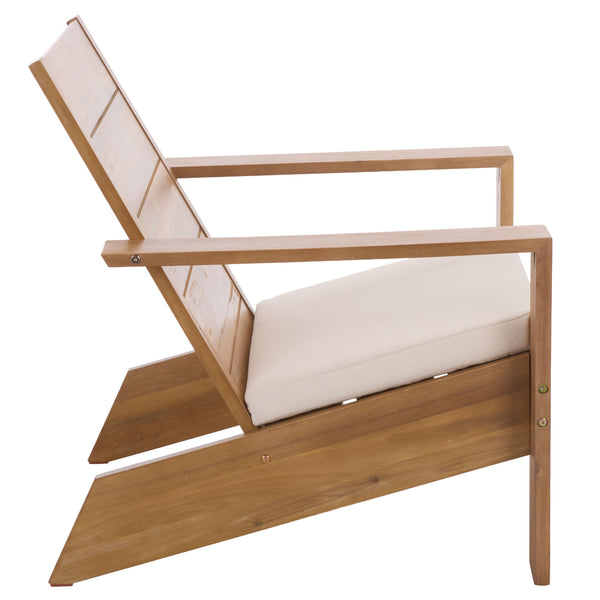 Chania Adirondack Chair With Foam-Cushioned Seat, Weather-Resistant Wood Frame, Ergonomic Lounge Comfort For Patios