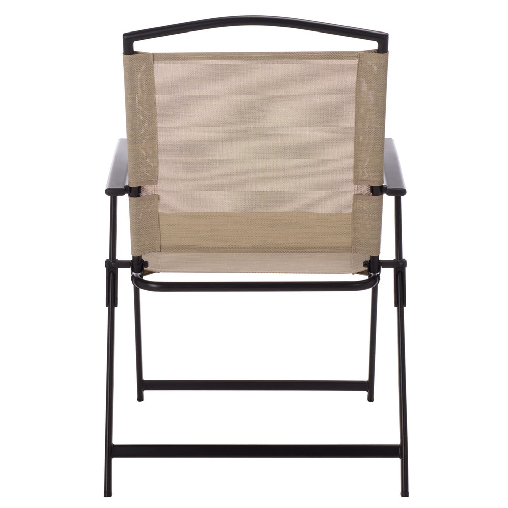Alvin Folding Chair Set Of 2 — Durable Metal Frame, Breathable Textilene Seats With Rattan Accent Finish