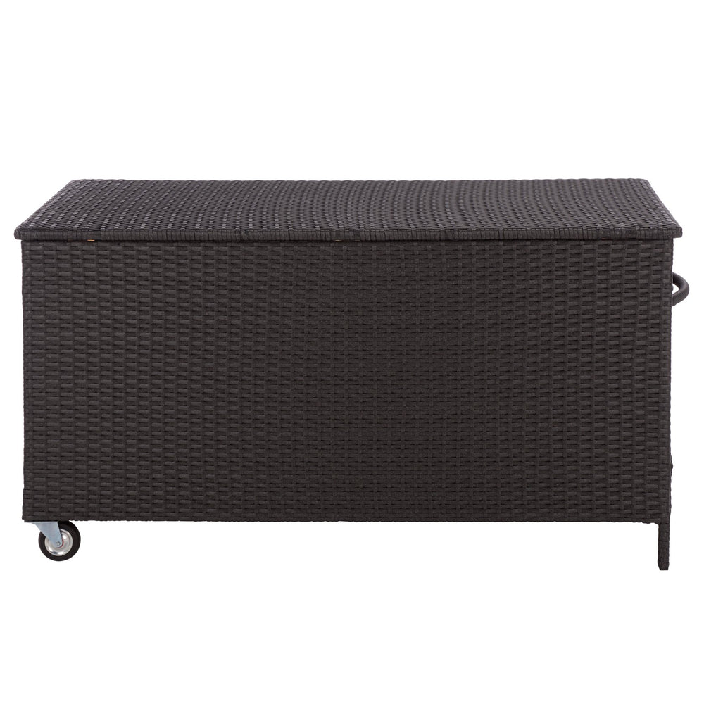 Kent Cushion Box With Weather-Resistant Rattan Finish — Durable Metal Frame, Spacious Outdoor Storage