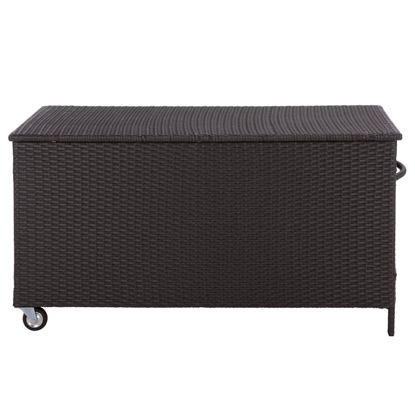 Kent Cushion Box With Weather-Resistant Rattan Finish — Durable Metal Frame, Spacious Outdoor Storage