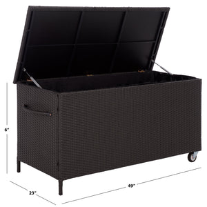 Kent Cushion Box With Weather-Resistant Rattan Finish — Durable Metal Frame, Spacious Outdoor Storage