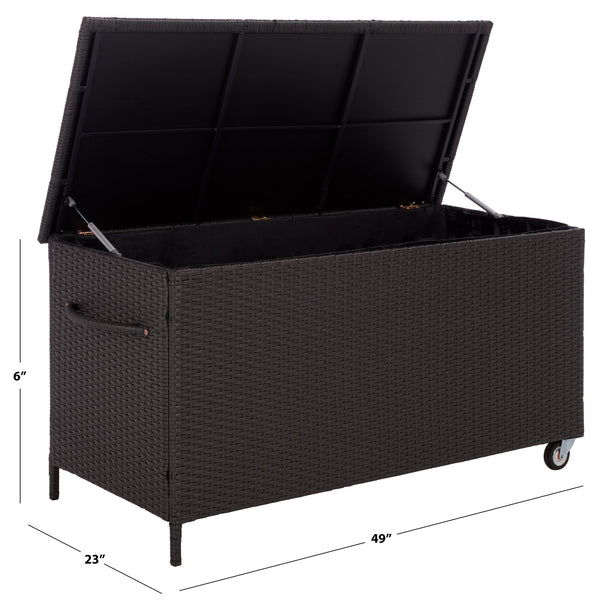 Kent Cushion Box With Weather-Resistant Rattan Finish — Durable Metal Frame, Spacious Outdoor Storage