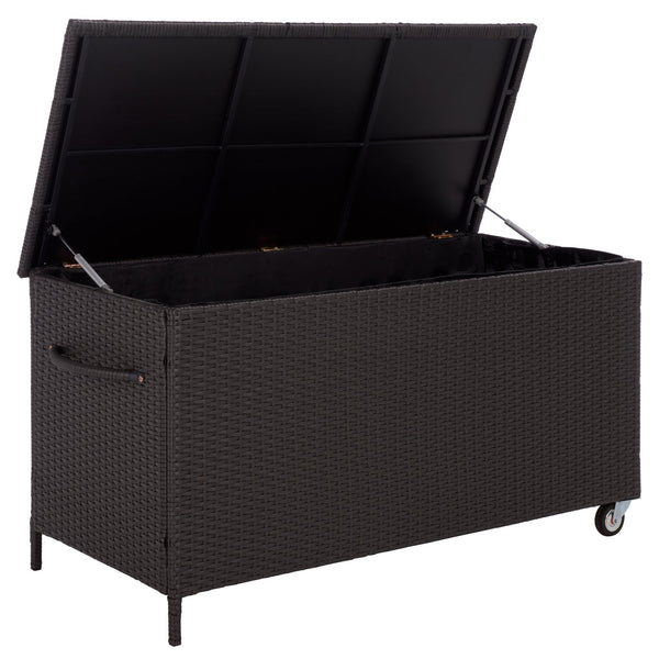 Kent Cushion Box With Weather-Resistant Rattan Finish — Durable Metal Frame, Spacious Outdoor Storage