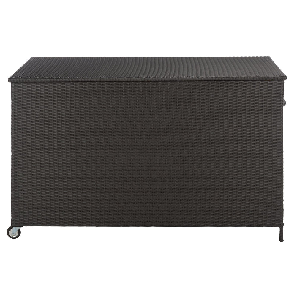 Kent Large Cushion Box Rattan Storage Chest With Metal Frame, Weather-Resistant, Compact 61X32x37 Cm