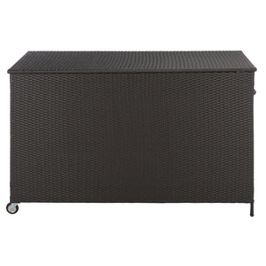 Kent Large Cushion Box Rattan Storage Chest With Metal Frame, Weather-Resistant, Compact 61X32x37 Cm