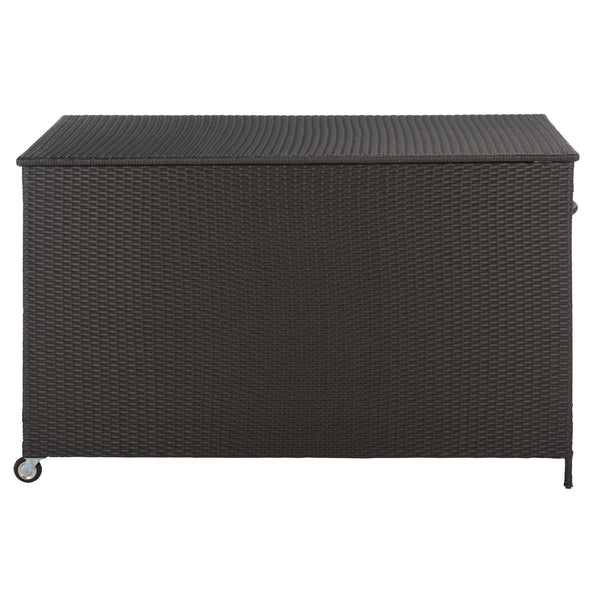 Kent Large Cushion Box Rattan Storage Chest With Metal Frame, Weather-Resistant, Compact 61X32x37 Cm
