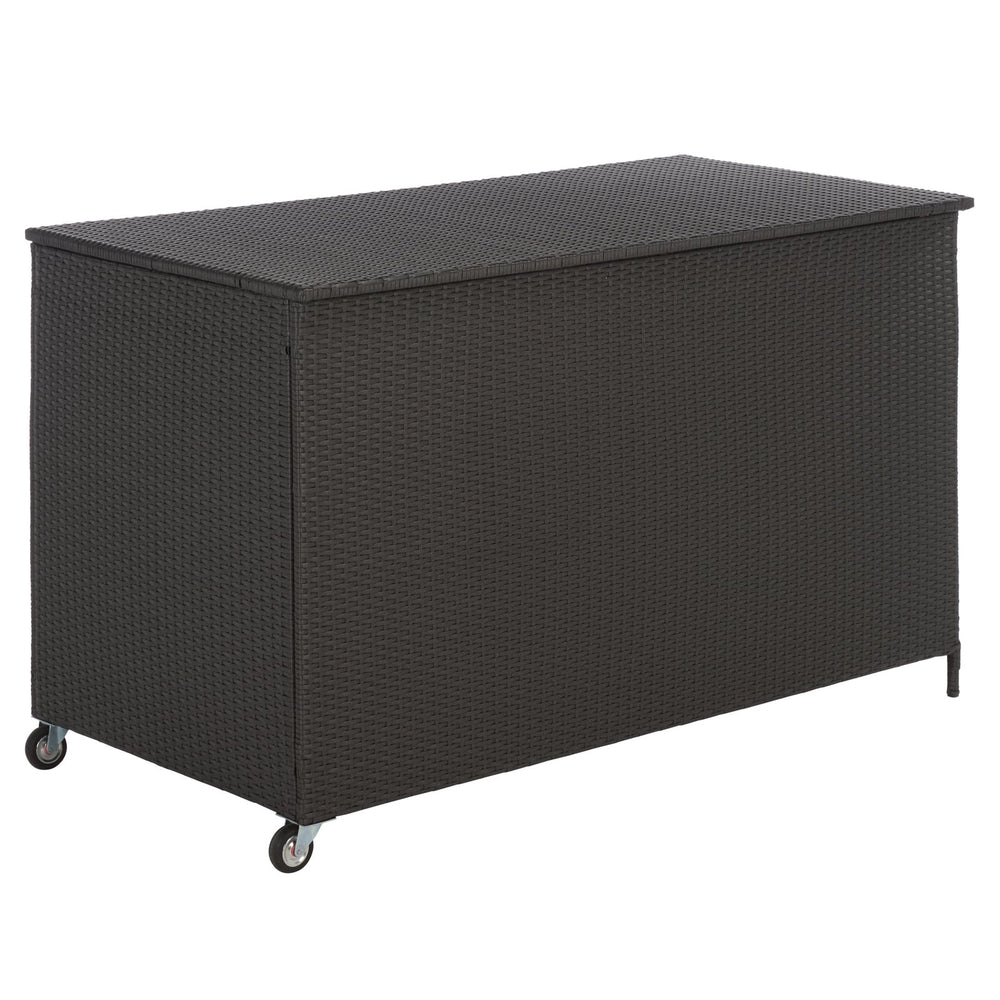 Kent Large Cushion Box Rattan Storage Chest With Metal Frame, Weather-Resistant, Compact 61X32x37 Cm