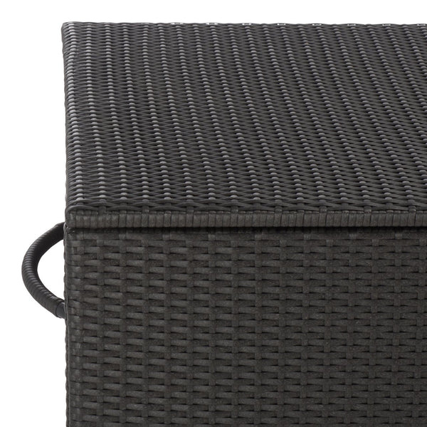 Kent Large Cushion Box Rattan Storage Chest With Metal Frame, Weather-Resistant, Compact 61X32x37 Cm