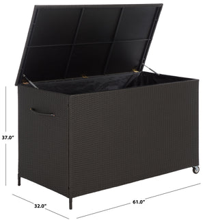 Kent Large Cushion Box Rattan Storage Chest With Metal Frame, Weather-Resistant, Compact 61X32x37 Cm