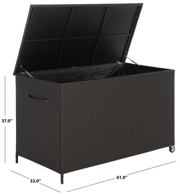 Kent Large Cushion Box Rattan Storage Chest With Metal Frame, Weather-Resistant, Compact 61X32x37 Cm