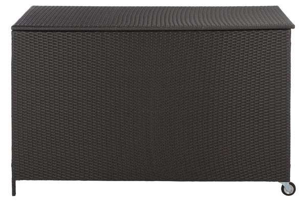 Kent Large Cushion Box Rattan Storage Chest With Metal Frame, Weather-Resistant, Compact 61X32x37 Cm
