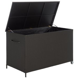 Kent Large Cushion Box Rattan Storage Chest With Metal Frame, Weather-Resistant, Compact 61X32x37 Cm