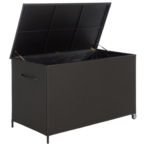Kent Large Cushion Box Rattan Storage Chest With Metal Frame, Weather-Resistant, Compact 61X32x37 Cm