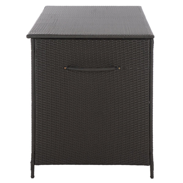 Kent Large Cushion Box Rattan Storage Chest With Metal Frame, Weather-Resistant, Compact 61X32x37 Cm