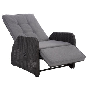 Millman Recliner Chair With Weather-Ready Rattan Frame And Plush Foam Cushion For Patio Comfort