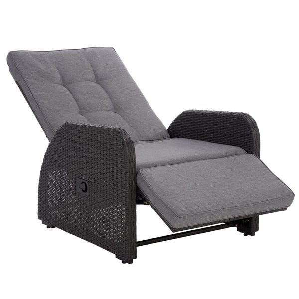 Millman Recliner Chair With Weather-Ready Rattan Frame And Plush Foam Cushion For Patio Comfort