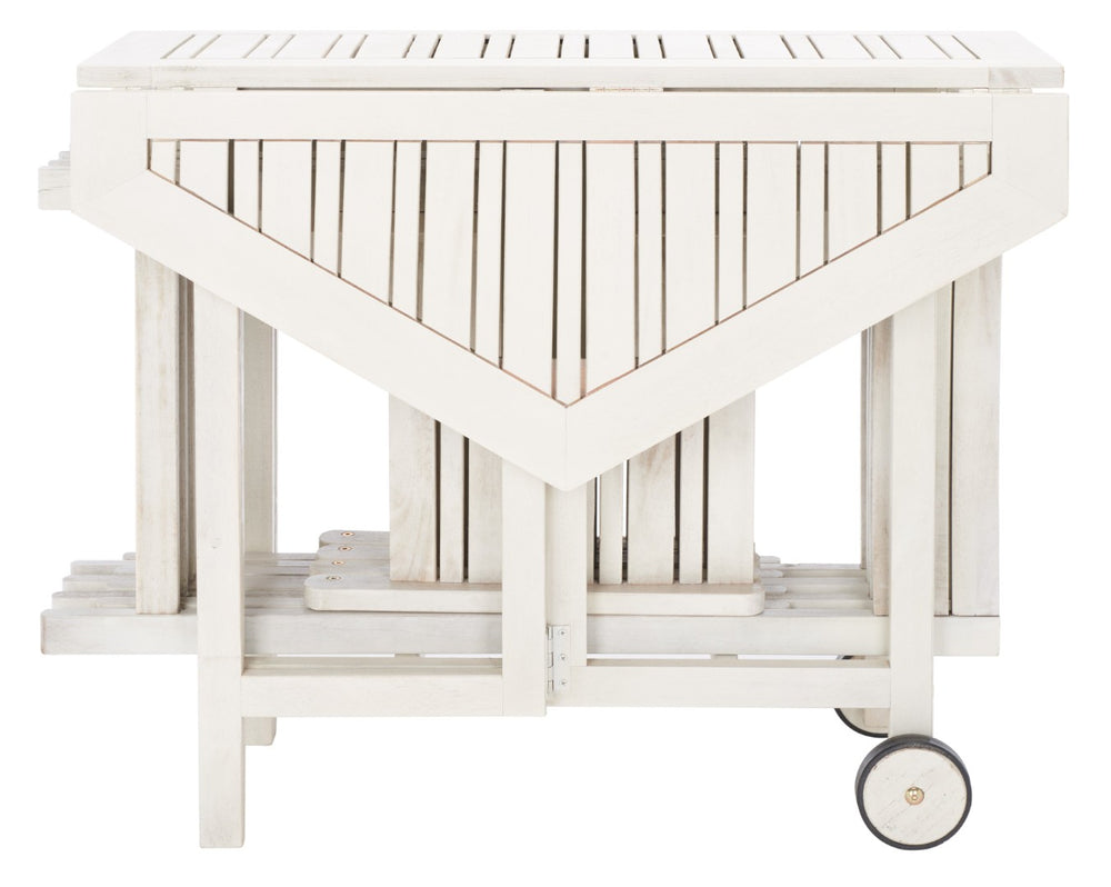 Safavieh KERMAN Outdoor Dining Set: Stylish Eco-Friendly Acacia Wood Table and 4 Chairs for Any Space White PAT7000D