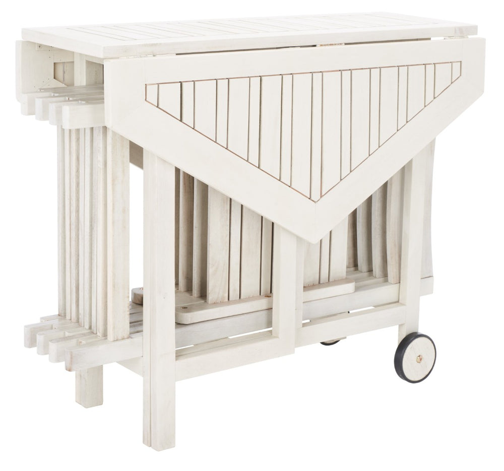 Safavieh KERMAN Outdoor Dining Set: Stylish Eco-Friendly Acacia Wood Table and 4 Chairs for Any Space White PAT7000D